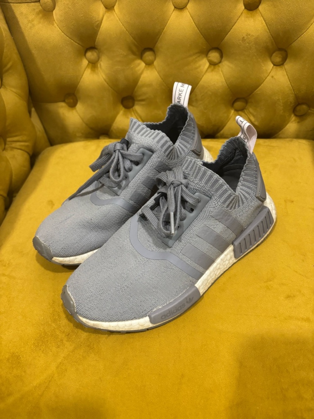 adidas Women’s Grey Knit Lace-Up Sneakers